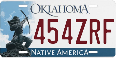 OK license plate 454ZRF