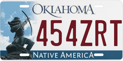 OK license plate 454ZRT