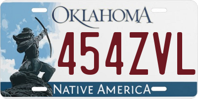 OK license plate 454ZVL