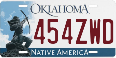 OK license plate 454ZWD