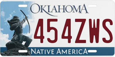 OK license plate 454ZWS