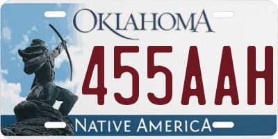 OK license plate 455AAH