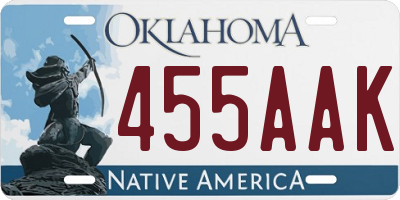 OK license plate 455AAK