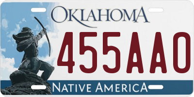 OK license plate 455AAO