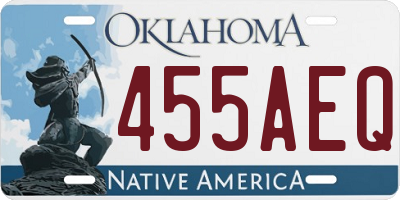 OK license plate 455AEQ