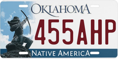OK license plate 455AHP