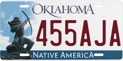 OK license plate 455AJA