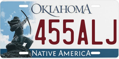 OK license plate 455ALJ