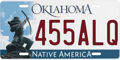 OK license plate 455ALQ