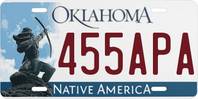 OK license plate 455APA