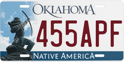 OK license plate 455APF