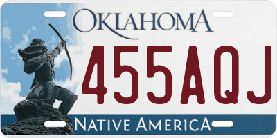 OK license plate 455AQJ