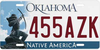 OK license plate 455AZK