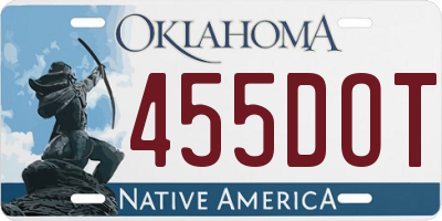 OK license plate 455DOT