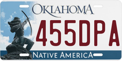 OK license plate 455DPA