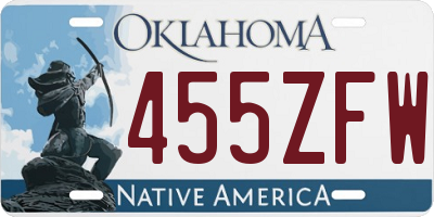 OK license plate 455ZFW