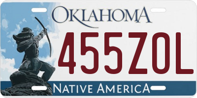 OK license plate 455ZOL
