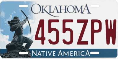 OK license plate 455ZPW
