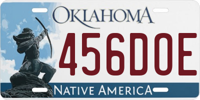 OK license plate 456DOE
