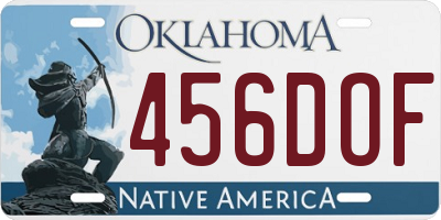 OK license plate 456DOF