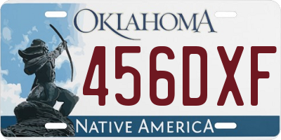 OK license plate 456DXF