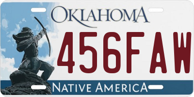 OK license plate 456FAW