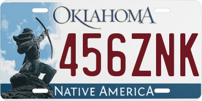 OK license plate 456ZNK