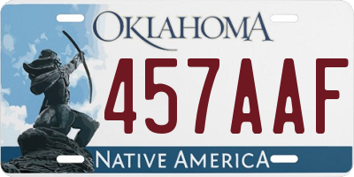 OK license plate 457AAF