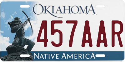 OK license plate 457AAR