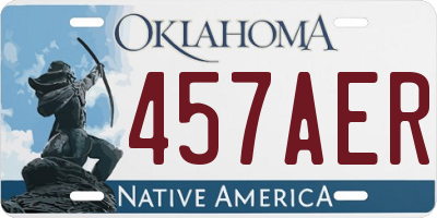 OK license plate 457AER