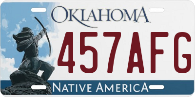 OK license plate 457AFG