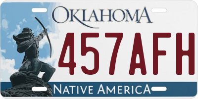 OK license plate 457AFH