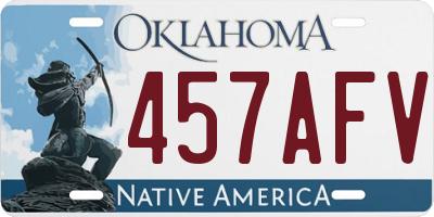 OK license plate 457AFV