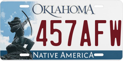 OK license plate 457AFW
