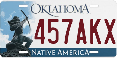 OK license plate 457AKX