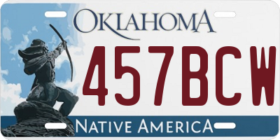 OK license plate 457BCW