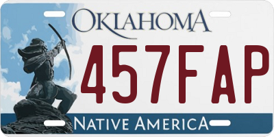 OK license plate 457FAP