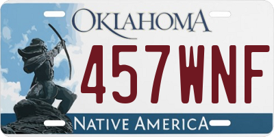 OK license plate 457WNF