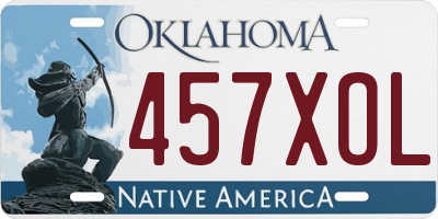 OK license plate 457XOL