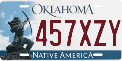 OK license plate 457XZY