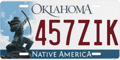 OK license plate 457ZIK