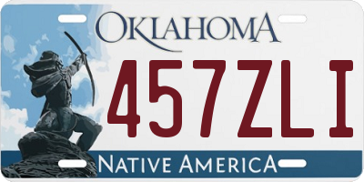 OK license plate 457ZLI