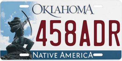 OK license plate 458ADR