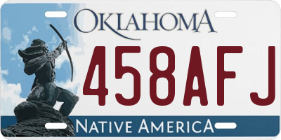 OK license plate 458AFJ