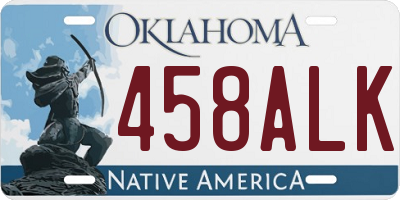 OK license plate 458ALK