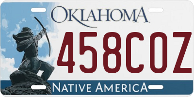 OK license plate 458COZ