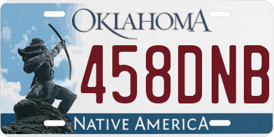 OK license plate 458DNB