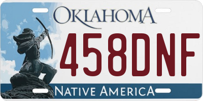 OK license plate 458DNF