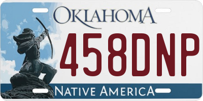 OK license plate 458DNP