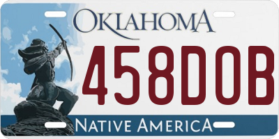 OK license plate 458DOB